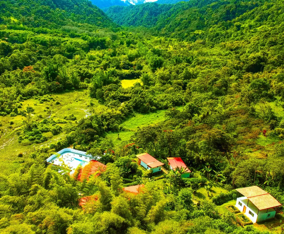 Aerial view of the Mindo valley and cloud forest